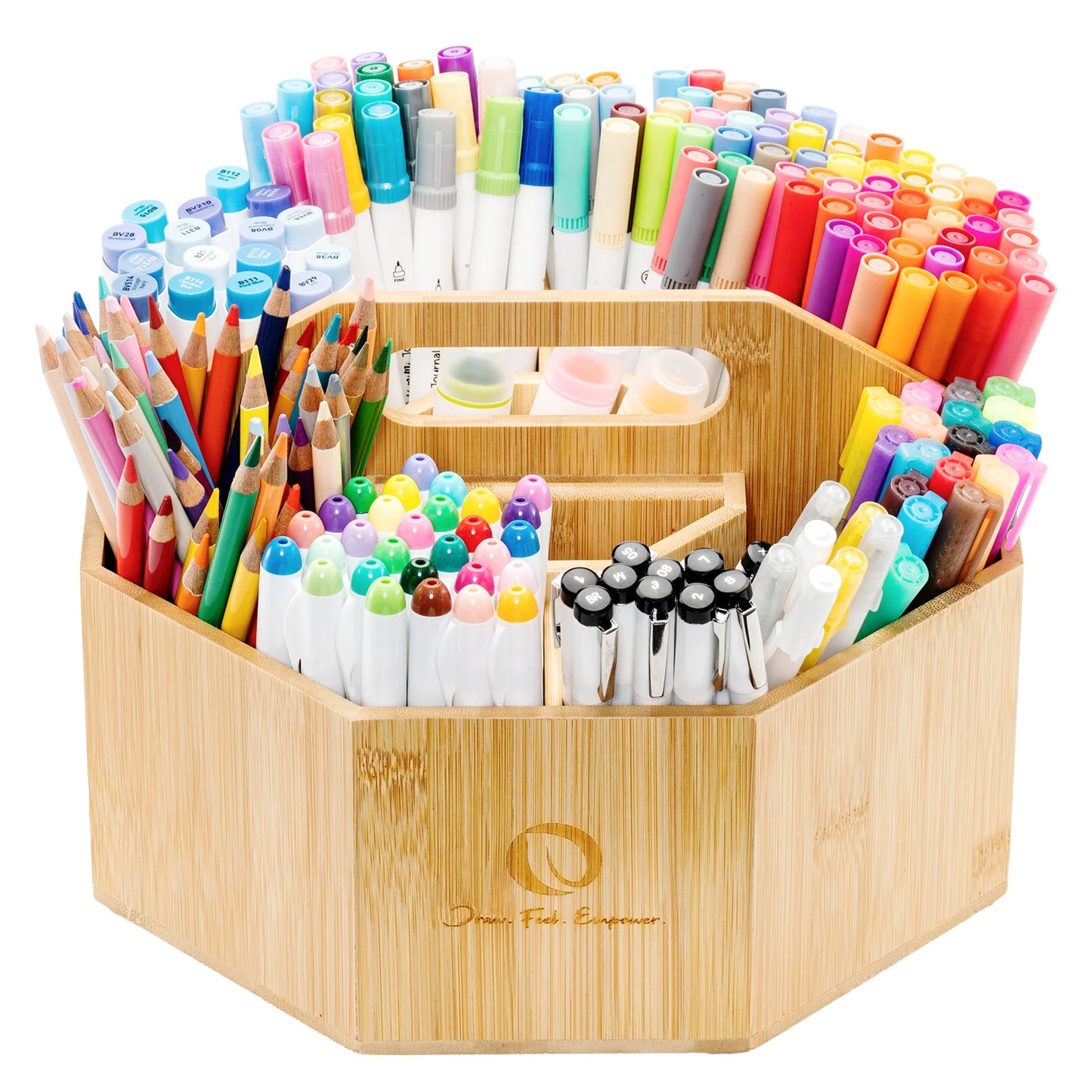 360° Bamboo Rotating Marker Organizer