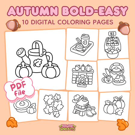 Autumn Bold & Easy Coloring Pages – 10-Page Bundle