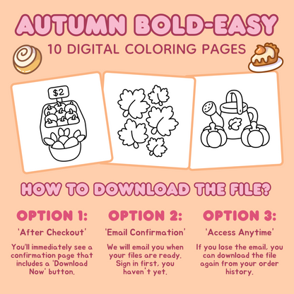 Autumn Bold & Easy Coloring Pages – 10-Page Bundle