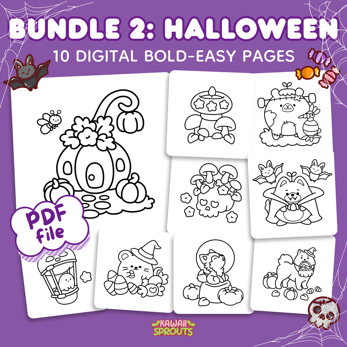Bundle 2: Halloween - 10 Digital Bold-Easy Pages