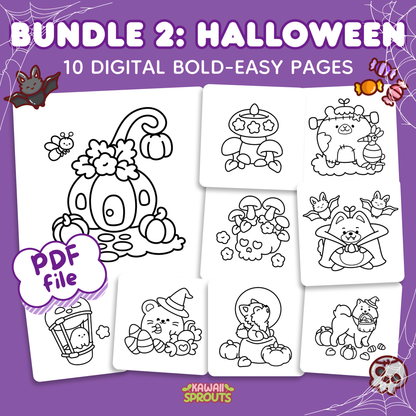 Bundle 2: Halloween - 10 Digital Bold-Easy Pages
