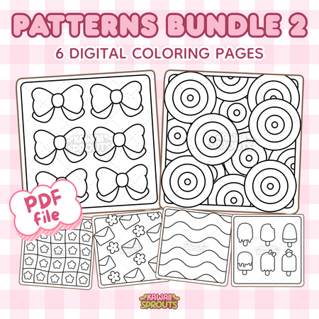Patterns Bundle 2: 6 Digital Coloring Pages