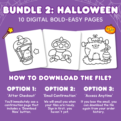 Bundle 2: Halloween - 10 Digital Bold-Easy Pages
