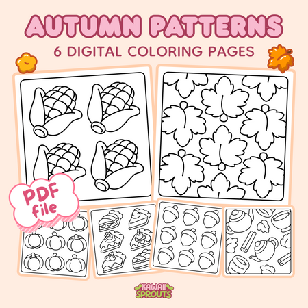 Autumn Pattern Coloring Pages – 6-Page Bundle