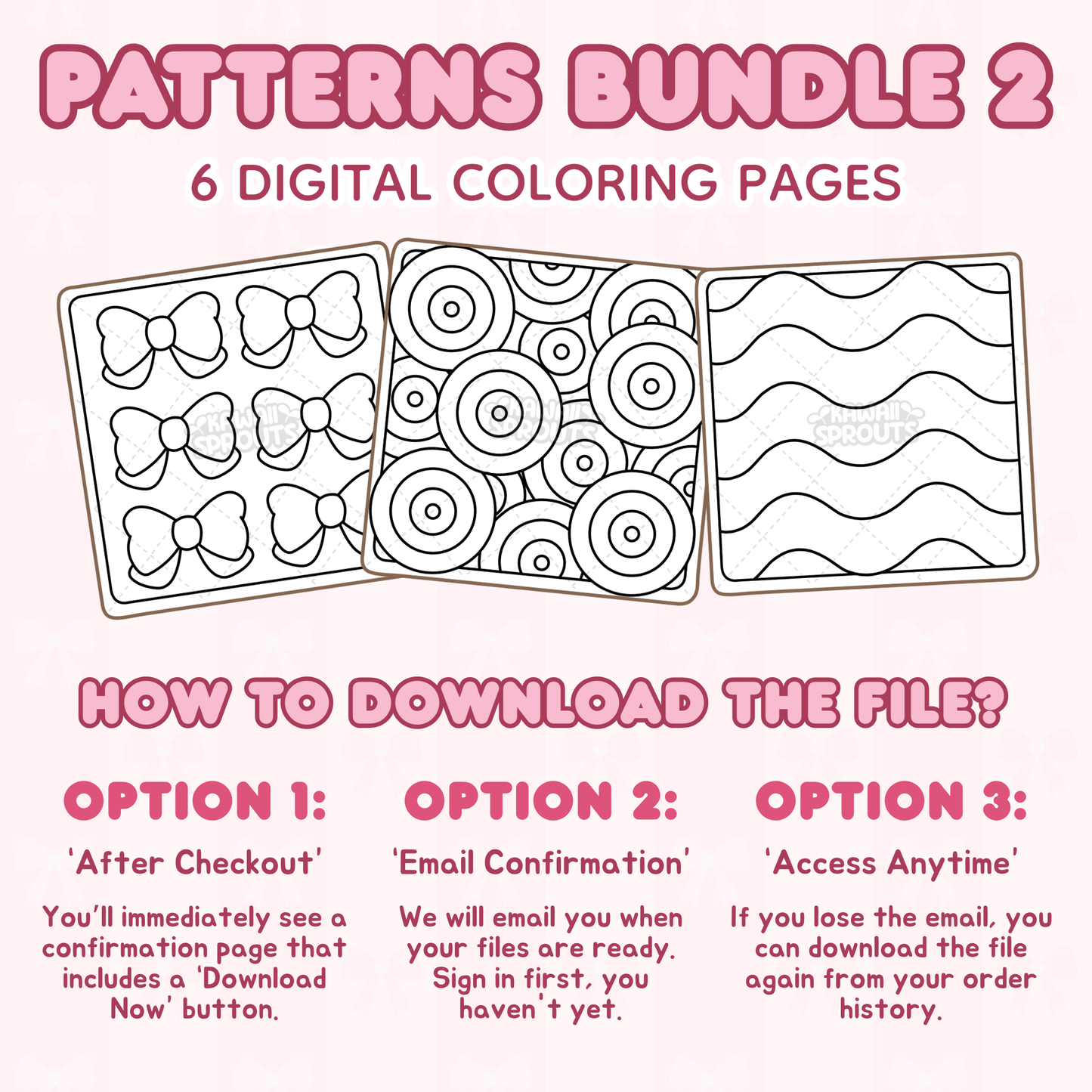 Patterns Bundle 2: 6 Digital Coloring Pages