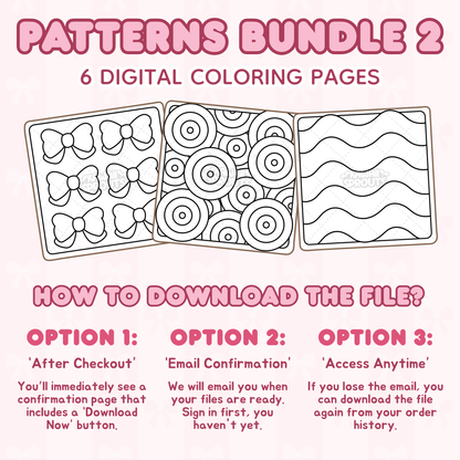 Patterns Bundle 2: 6 Digital Coloring Pages