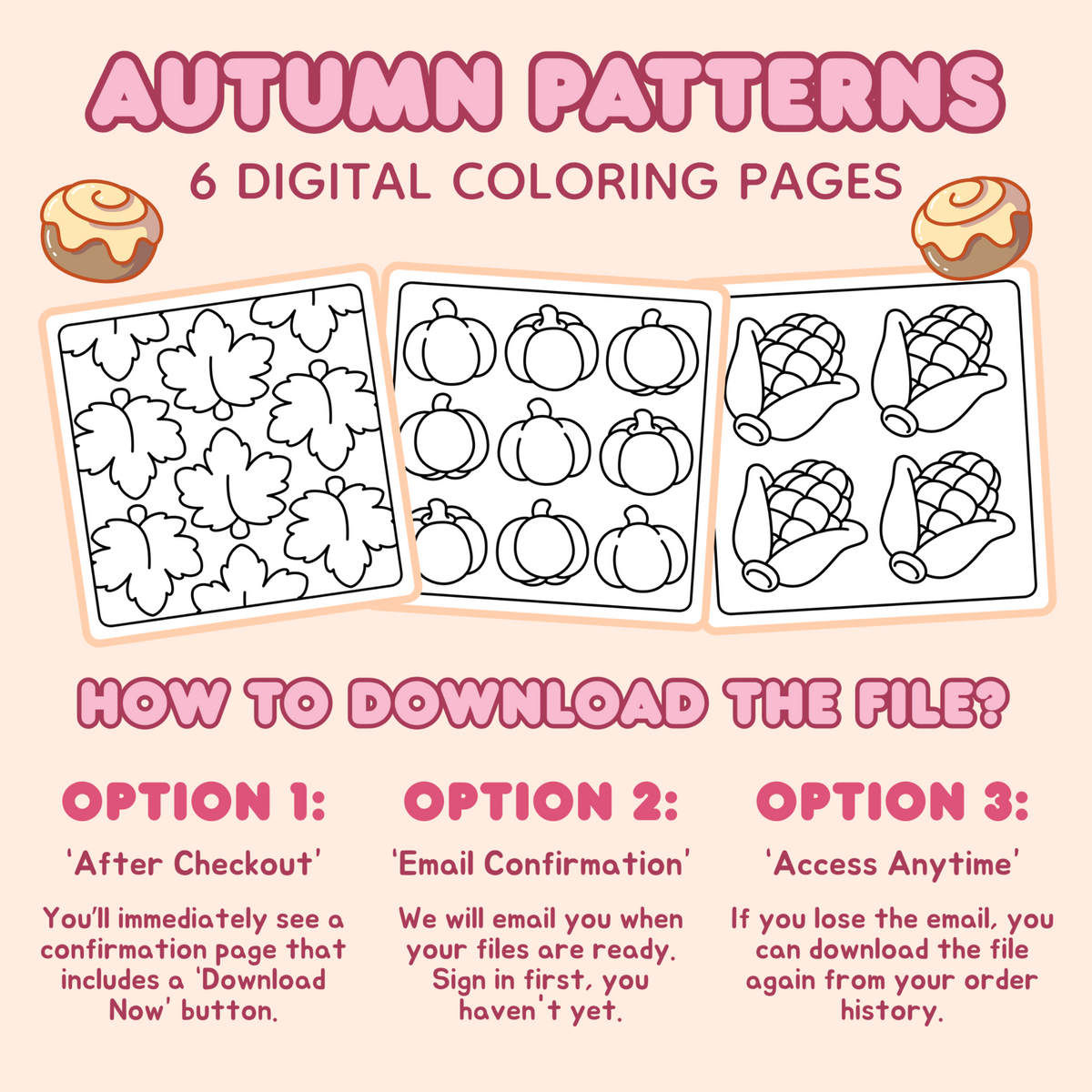 Autumn Pattern Coloring Pages – 6-Page Bundle