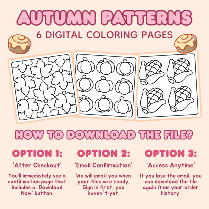 Autumn Pattern Coloring Pages – 6-Page Bundle
