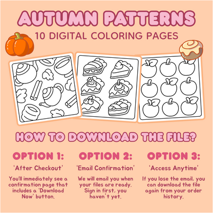 Autumn Pattern Coloring Pages – 10-Page Bundle