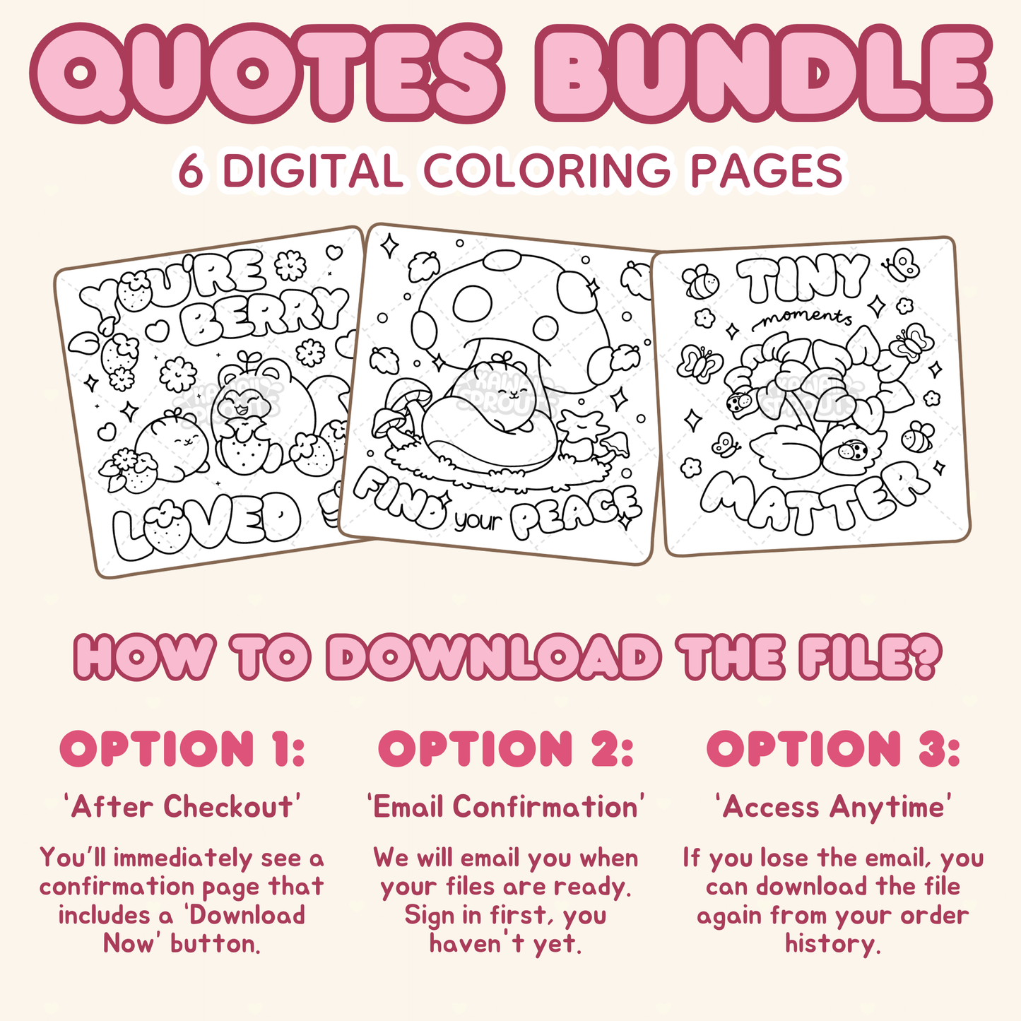 Quotes Bundle 1: 6 Digital Coloring Pages