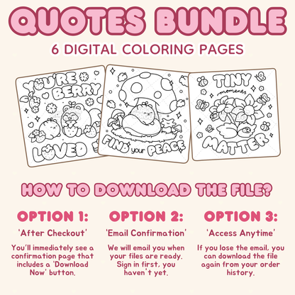Quotes Bundle 1: 6 Digital Coloring Pages