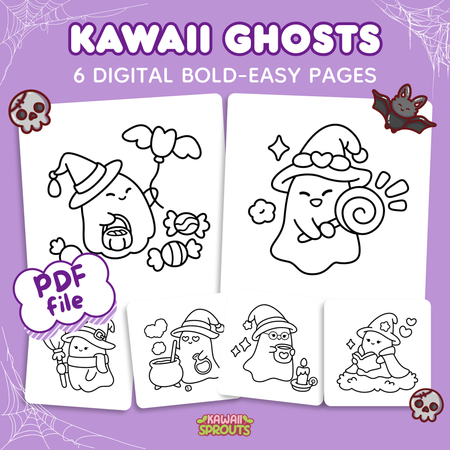 Kawaii Ghosts - 6 Digital Bold-Easy Pages