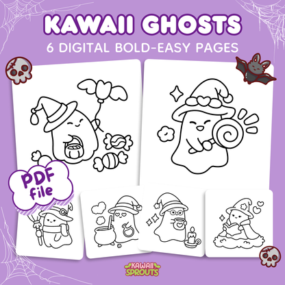 Kawaii Ghosts - 6 Digital Bold-Easy Pages