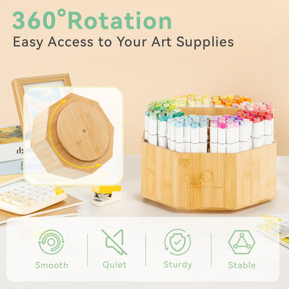 360° Bamboo Rotating Marker Organizer