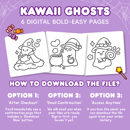 Kawaii Ghosts - 6 Digital Bold-Easy Pages