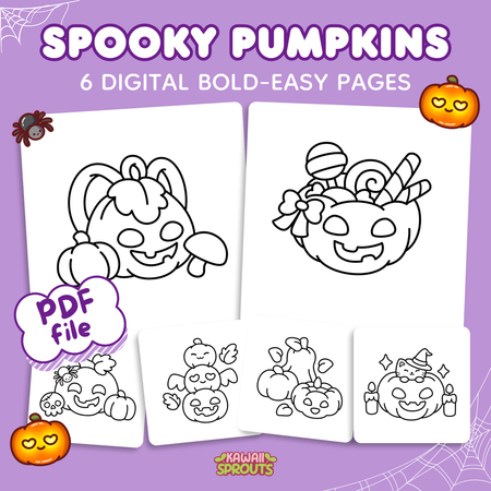 Spooky Pumpkins - 6 Digital Bold-Easy Pages