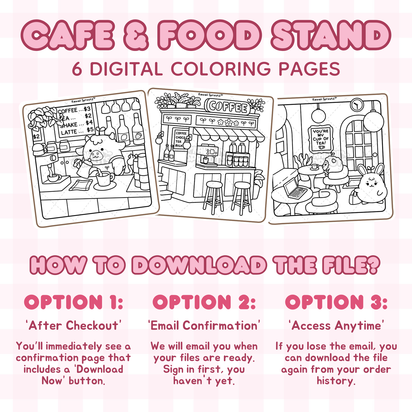 Cafe & Food Stand 6 Digital Coloring Pages