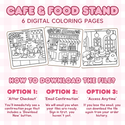 Cafe & Food Stand 6 Digital Coloring Pages