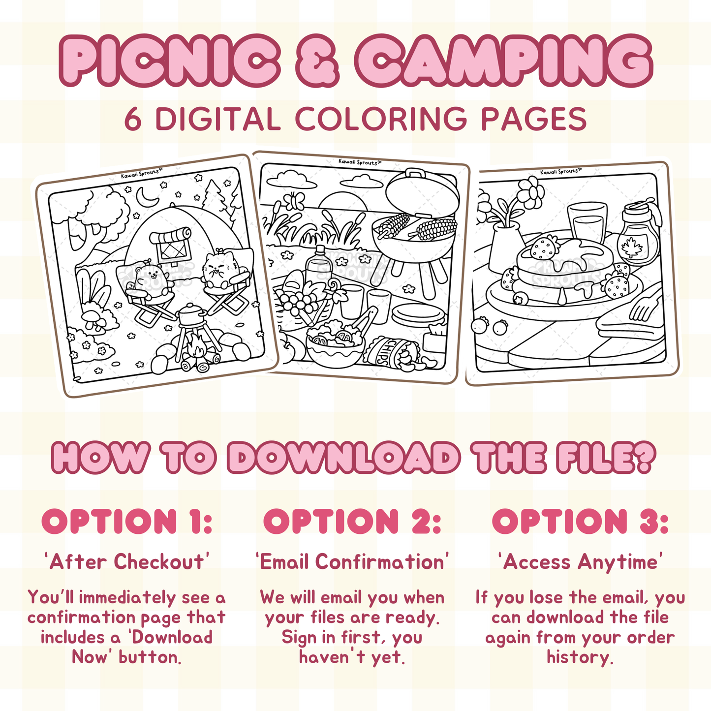 Picnic & Camping 6 Digital Coloring Pages