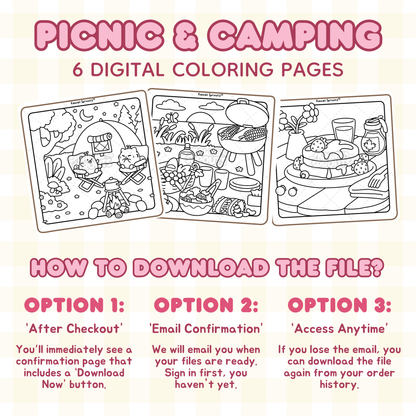 Picnic & Camping 6 Digital Coloring Pages