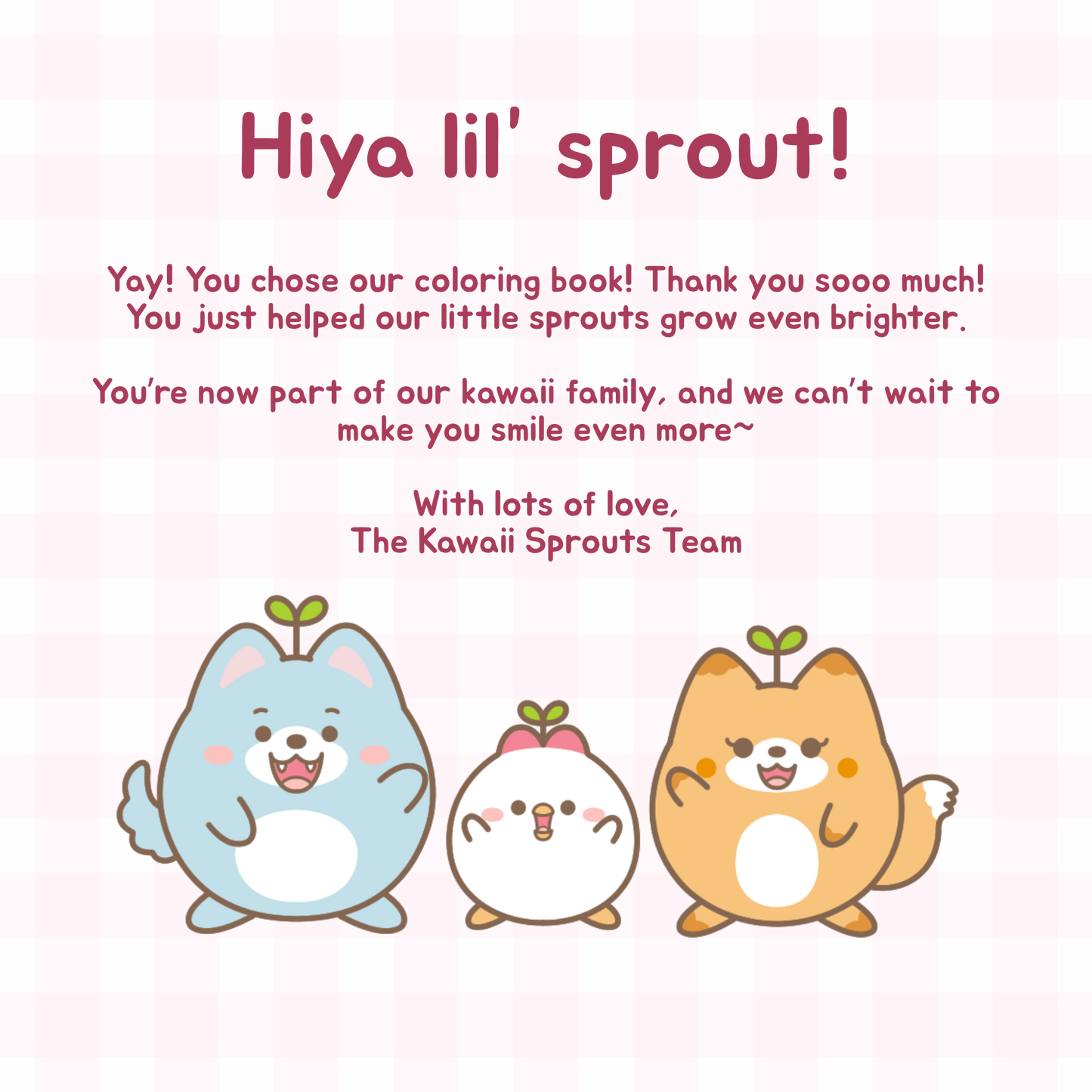 Kawaii Sprouts: Cute Little Moments - 50-page Digital Coloring Pages