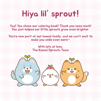 Kawaii Sprouts: Cute Little Moments - 50-page Digital Coloring Pages