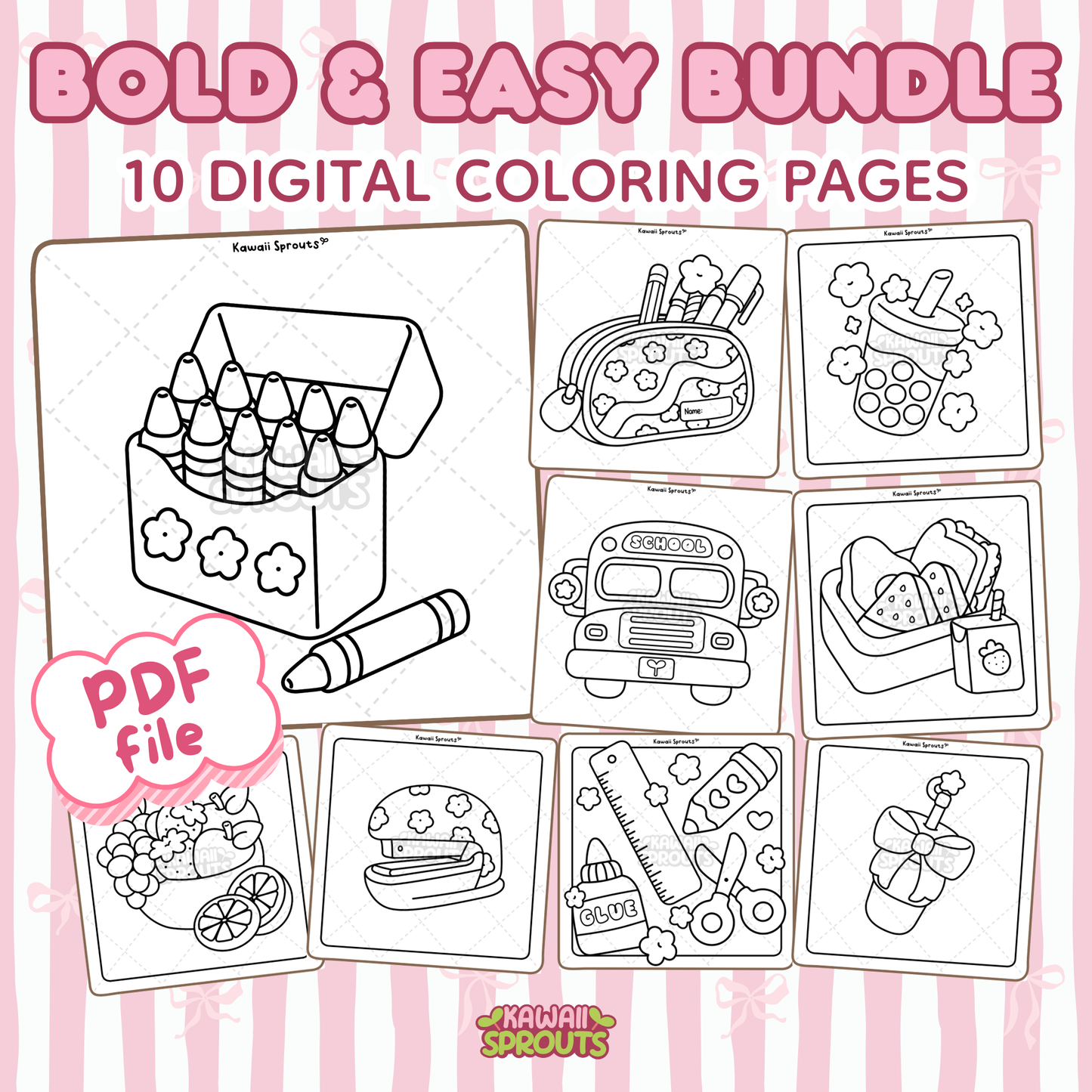 Bold & Easy Bundle 2: 10 Digital Coloring Pages