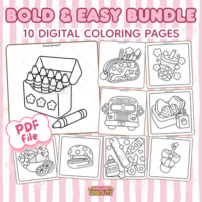 Bold & Easy Bundle 2: 10 Digital Coloring Pages
