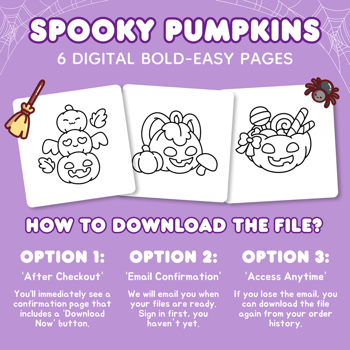 Spooky Pumpkins - 6 Digital Bold-Easy Pages