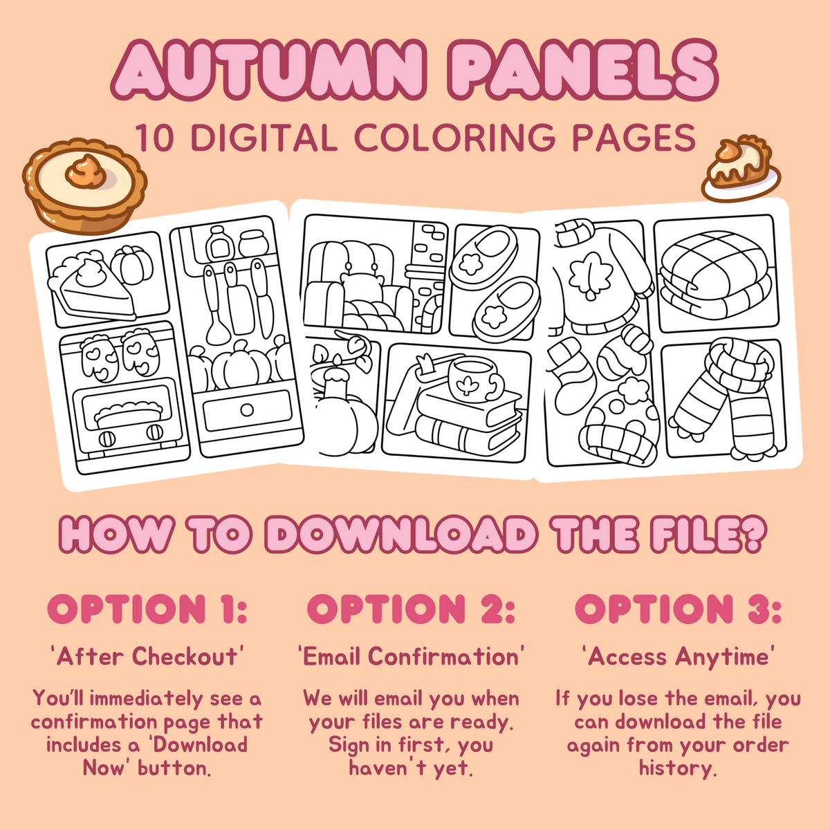 Autumn Panel Art Coloring Pages – 10-Page Bundle