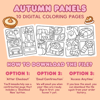 Autumn Panel Art Coloring Pages – 10-Page Bundle