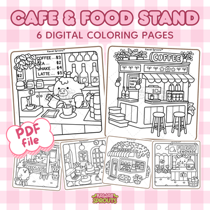 Cafe & Food Stand 6 Digital Coloring Pages