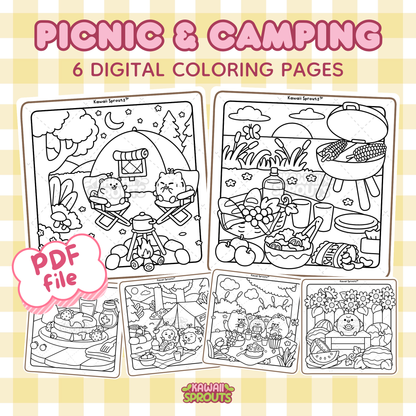 Picnic & Camping 6 Digital Coloring Pages