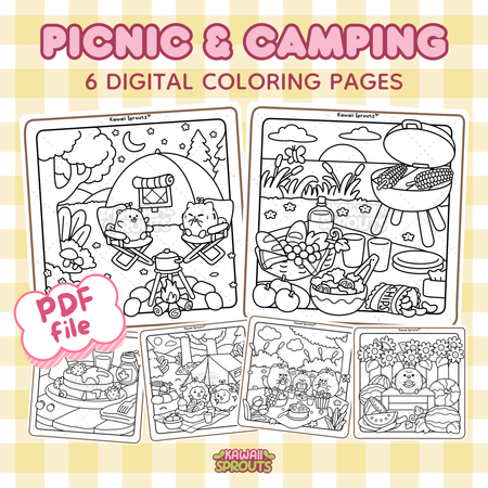 Picnic & Camping 6 Digital Coloring Pages