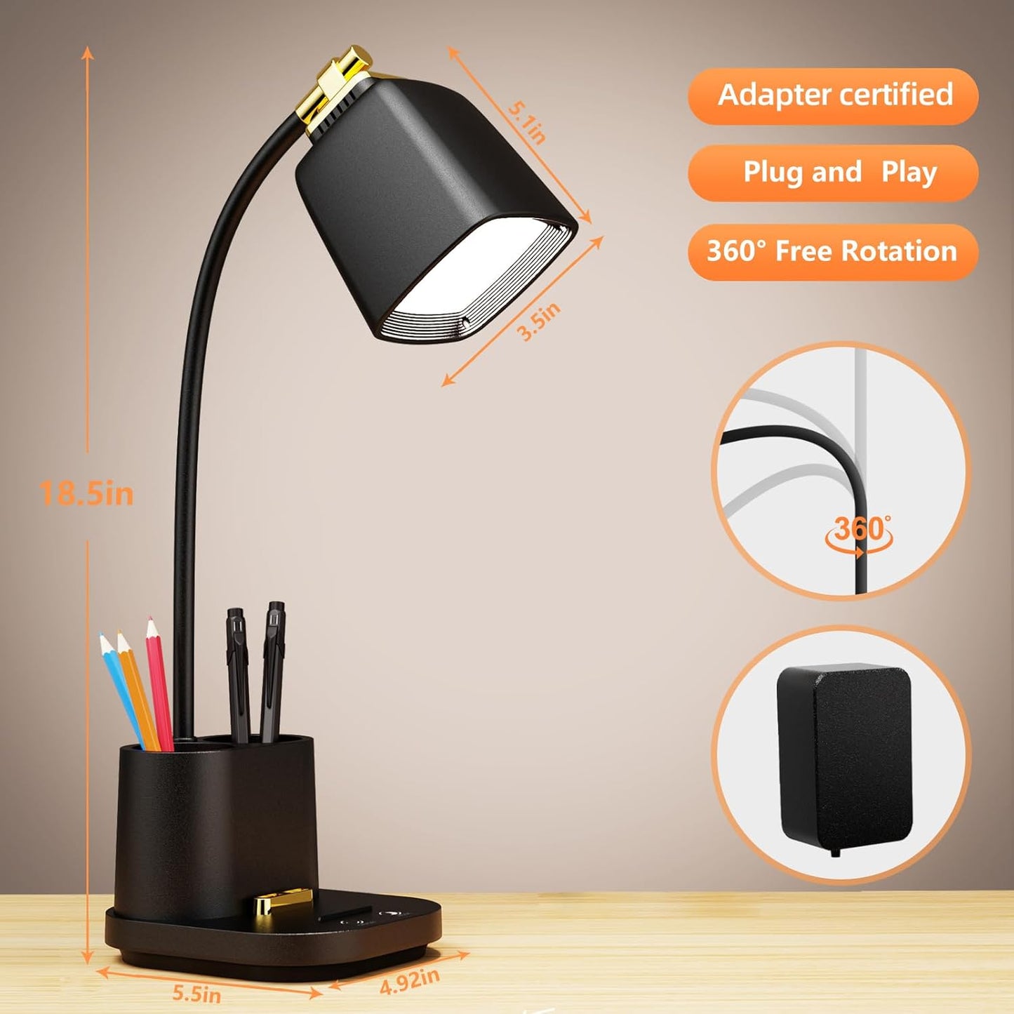 Desk Lamp with USB Charging Port