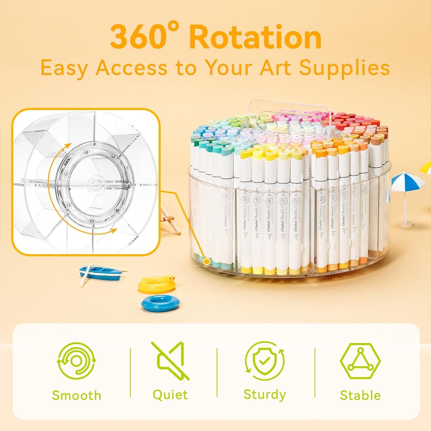 360° Rotating Clear Acrylic Marker Organizer