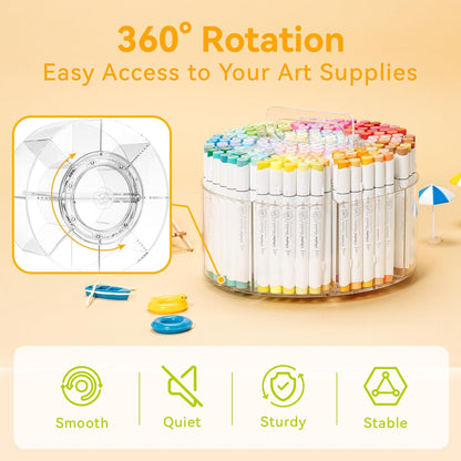 360° Rotating Clear Acrylic Marker Organizer