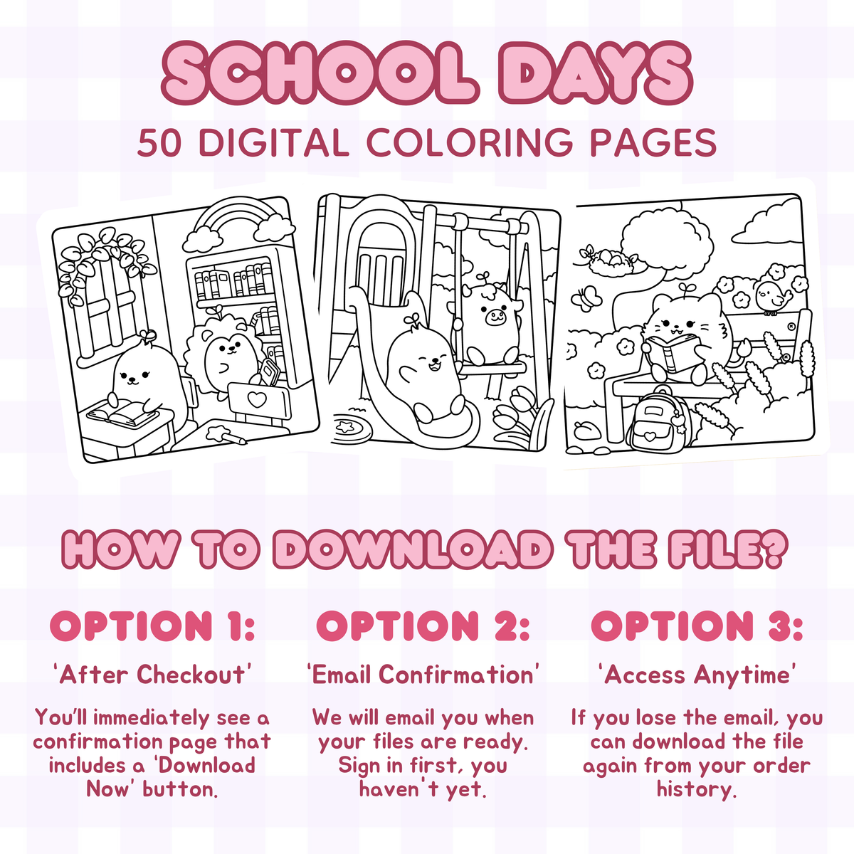 School Days: 50-Page Digital Coloring Book