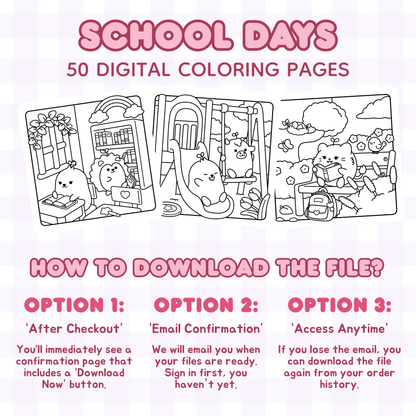 School Days: 50-Page Digital Coloring Book