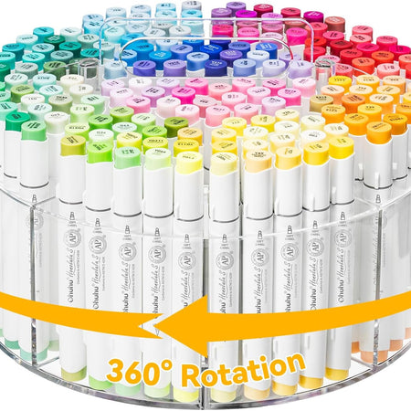 360° Rotating Clear Acrylic Marker Organizer