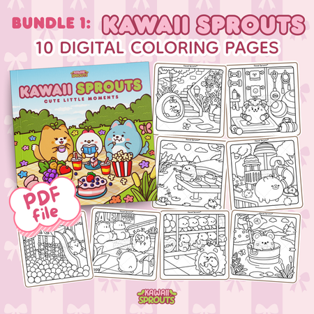 Bundle 1: Kawaii Sprouts 10 Digital Coloring Pages