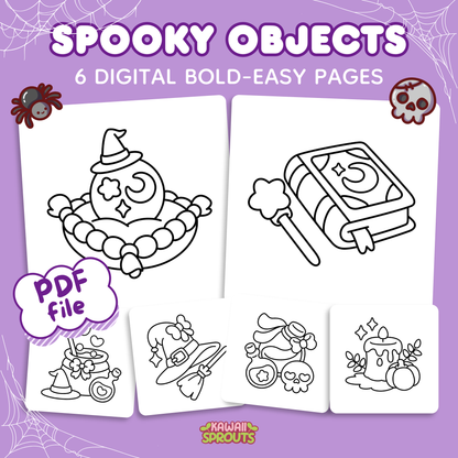 Spooky Objects - 6 Digital Bold-Easy Pages