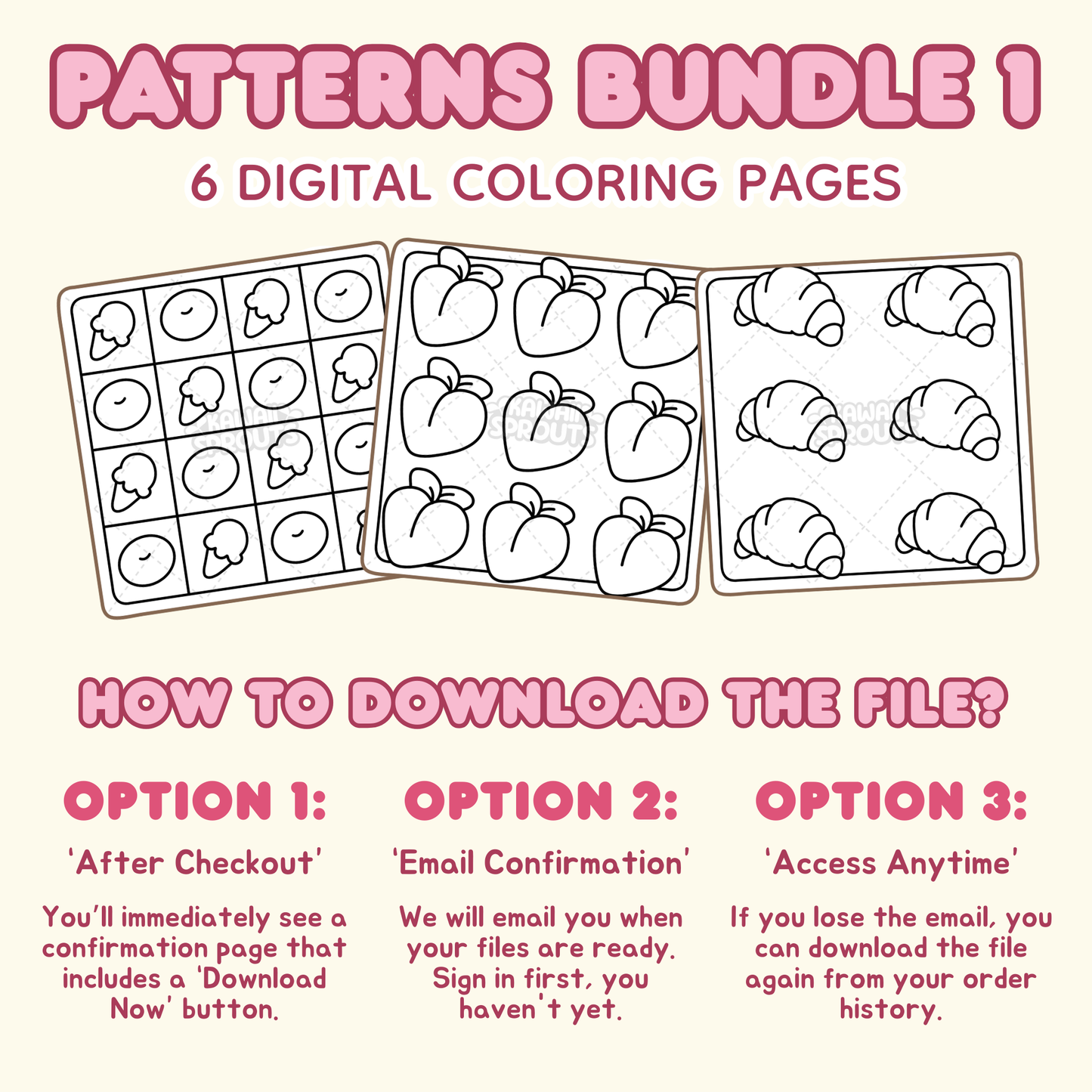 Patterns Bundle 1: 6 Digital Coloring Pages