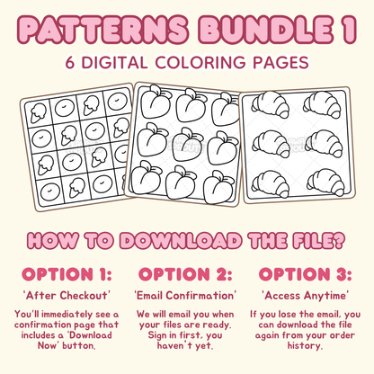 Patterns Bundle 1: 6 Digital Coloring Pages