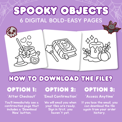 Spooky Objects - 6 Digital Bold-Easy Pages