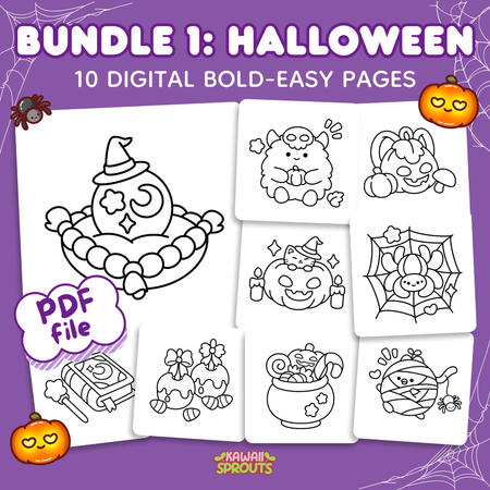 Bundle 1: Halloween - 10 Digital Bold-Easy Pages