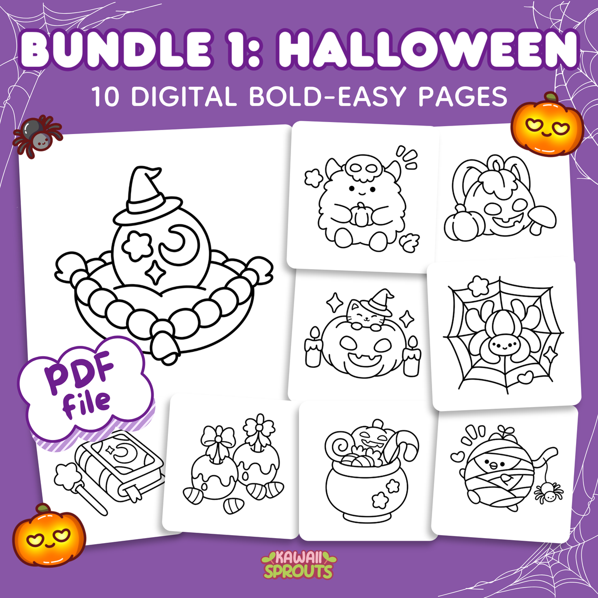 Bundle 1: Halloween - 10 Digital Bold-Easy Pages