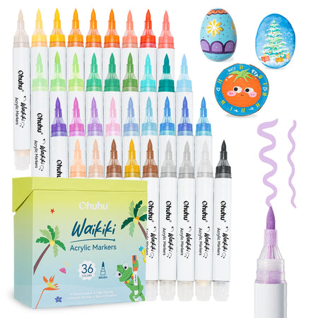 Ohuhu Top Pump Acrylic Paint Markers Brush Tip 36 Colors