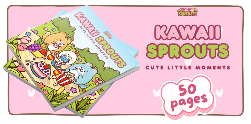 Kawaii Sprouts 50-Page Coloring Book