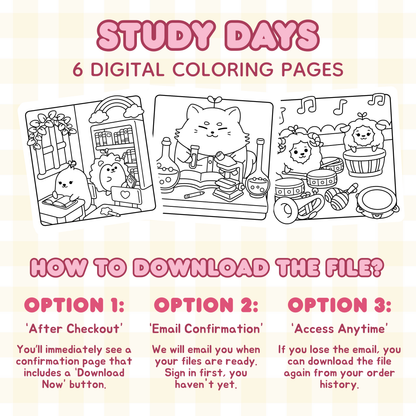 Study Days - 6 Digital Coloring Pages